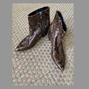 Marc Fisher Jarli  Snake Skin Embossed  Ankle Bootie Size 7.5 Brown